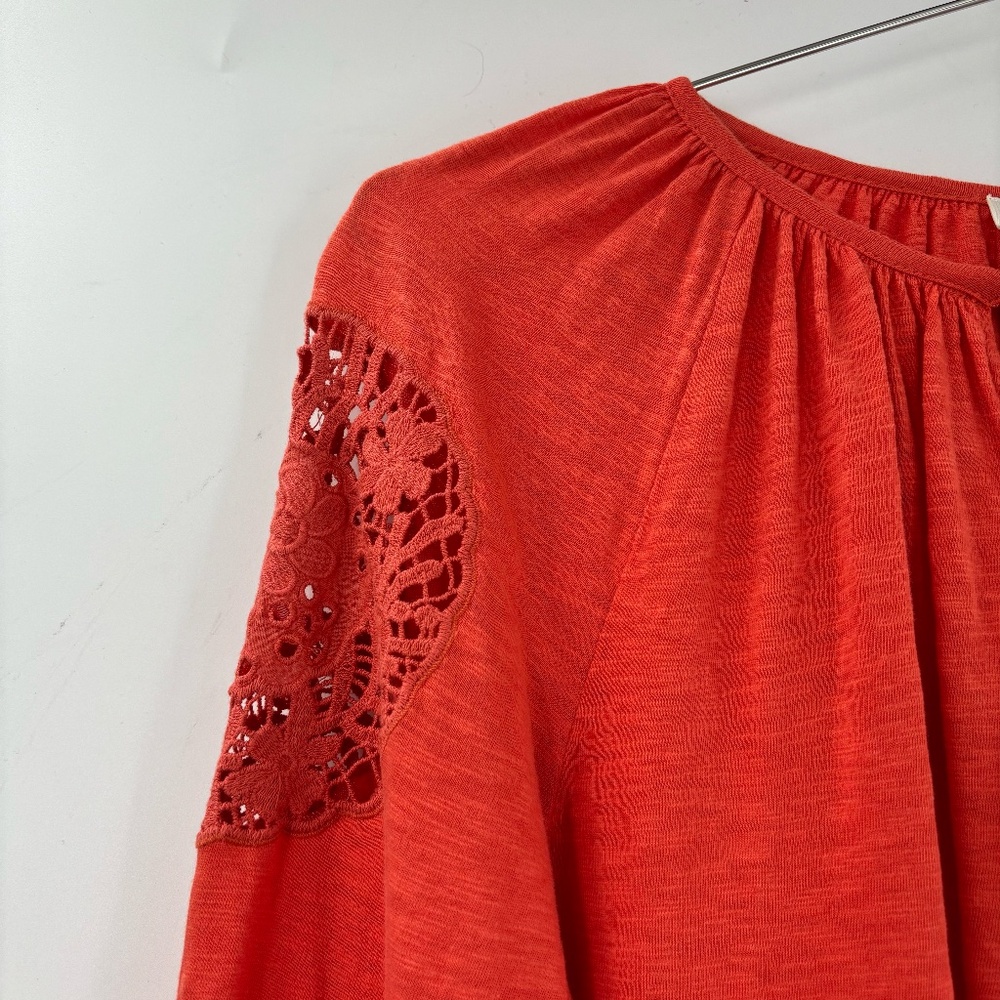 Sundance Bell Sleeve Crochet Lace Blouse Orange Size Small - Picture 2 of 7